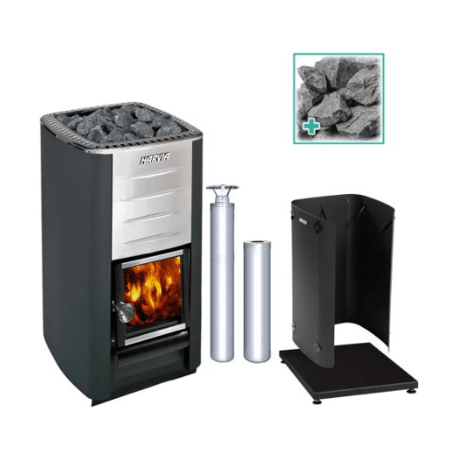 SaunaLife Sauna Harvia M3 Wood-Burning Stove Kit SS SaunaLife G4 Outdoor Home Sauna Kit - 6 Person