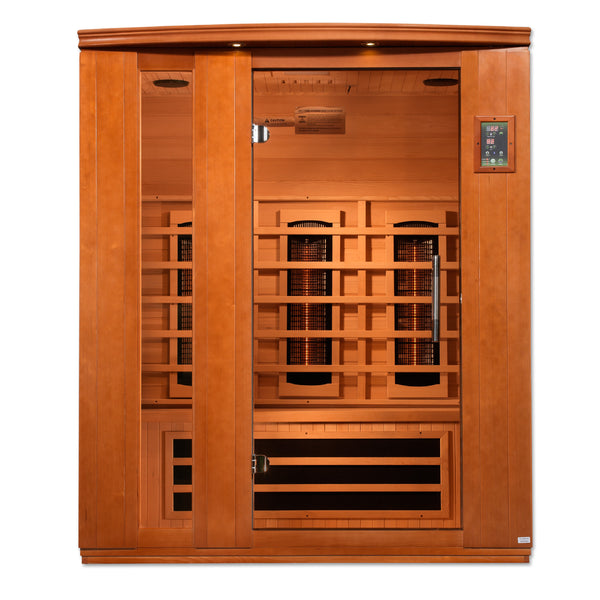 Golden Designs Dynamic Lugano 3-Person Full Spectrum Near Zero EMF FAR Infrared Sauna - Canadian Hemlock