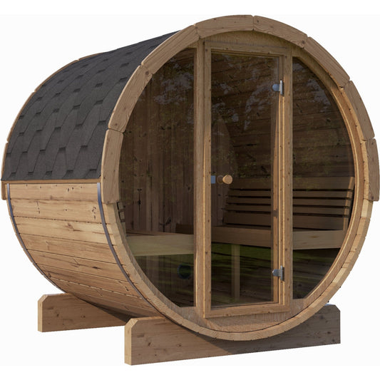SaunaLife E8G Sauna Barrel with Glass Front - 6 Person