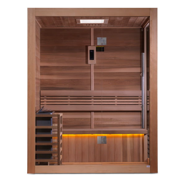 Golden Designs Hanko Edition 2-3 Person Traditional Steam Sauna - Canadian Red Cedar Interior