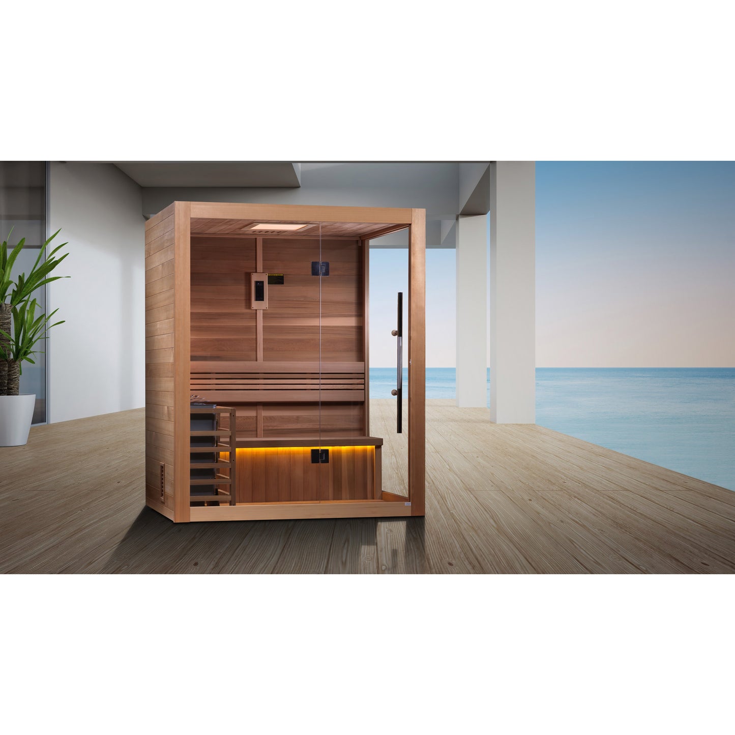 Golden Designs "Hanko Edition" 2-3 Person Traditional Steam Sauna - Canadian Red Cedar Interior