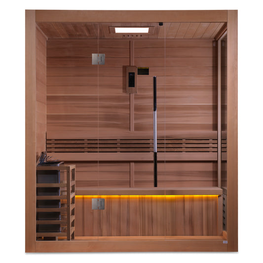 Golden Designs 2023 "Forssa Edition" 3 Person Traditional Steam Sauna - Canadian Red Cedar Interior