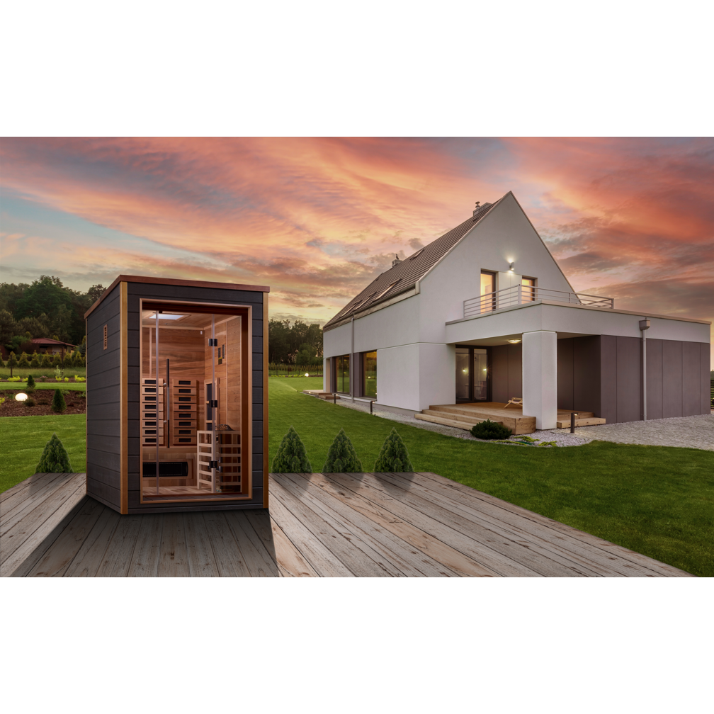 Golden Designs Nora 2 Person Outdoor-Indoor PureTech™ Hybrid Full Spectrum Sauna