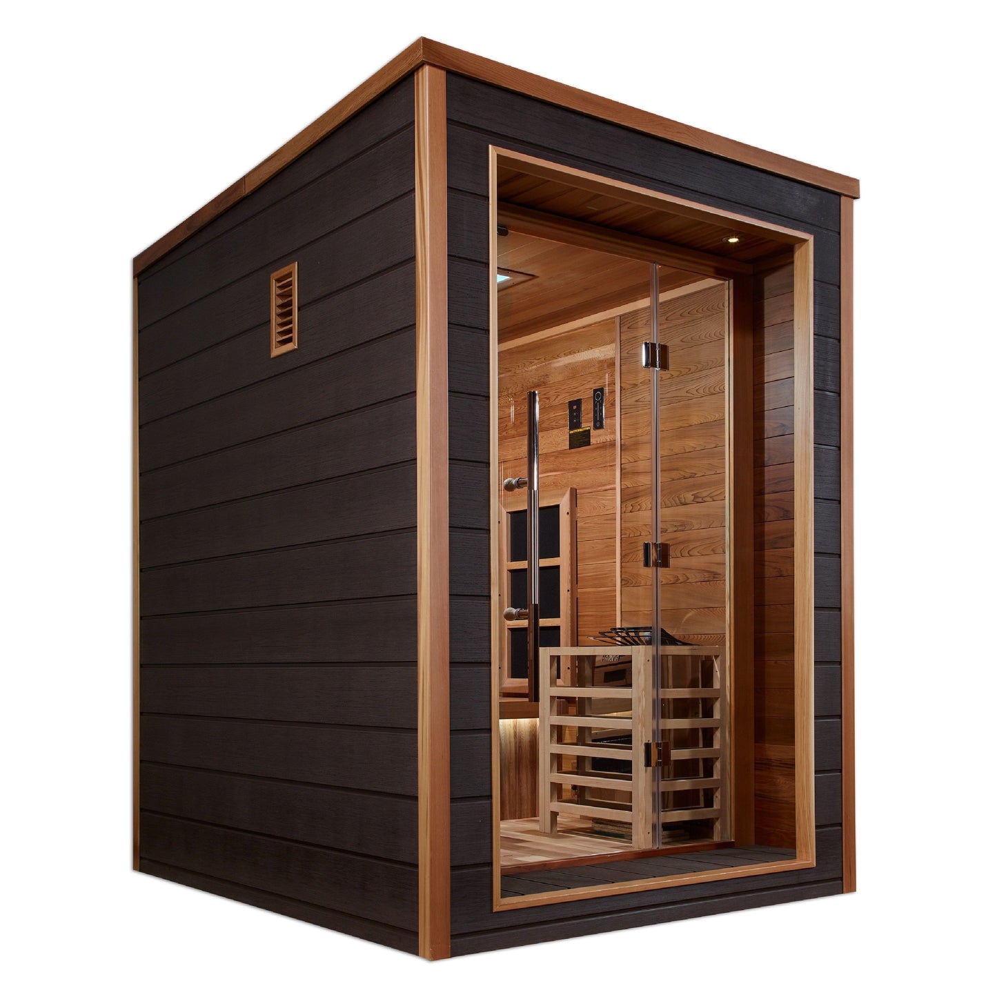 Golden Designs Nora 2 Person Outdoor-Indoor PureTech™ Hybrid Full Spectrum Sauna