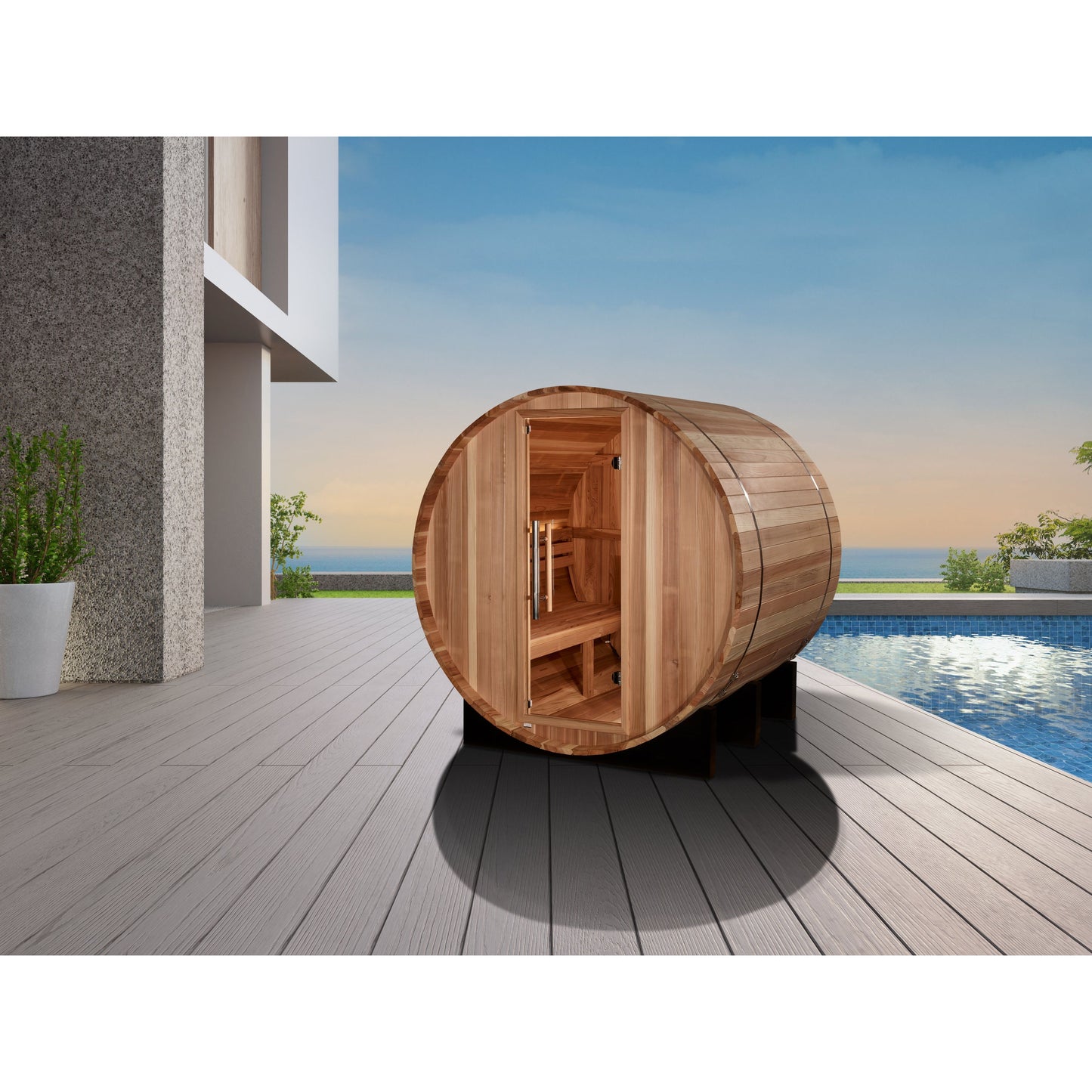 Golden Designs "St. Moritz" 2 Person Barrel Traditional Sauna - Pacific Cedar