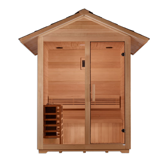 Golden Designs "Arlberg" 3 Person Traditional Outdoor Sauna - Canadian Hemlock