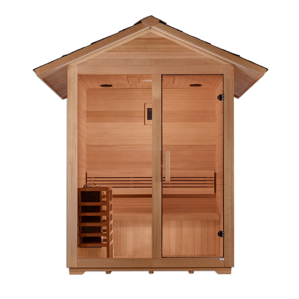Golden Designs Arlberg 3 Person Traditional Outdoor Sauna - Canadian Hemlock