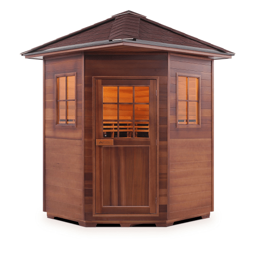 Enlighten Sauna Hybrid Sauna Indoor Corner Unit Enlighten Sauna - Sapphire 4 Hybrid Indoor/Outdoor/Corner Sauna