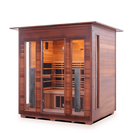 Enlighten Sauna Infrared Sauna Indoor Enlighten Sauna - RUSTIC 4 Full Spectrum Infrared Indoor/Outdoor/Corner Sauna