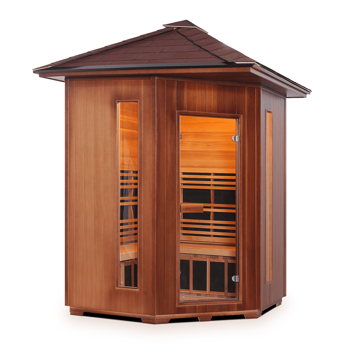 Enlighten Sauna Infrared Sauna Outdoor Peak Corner Unit Enlighten Sauna - RUSTIC 4 Full Spectrum Infrared Indoor/Outdoor/Corner Sauna