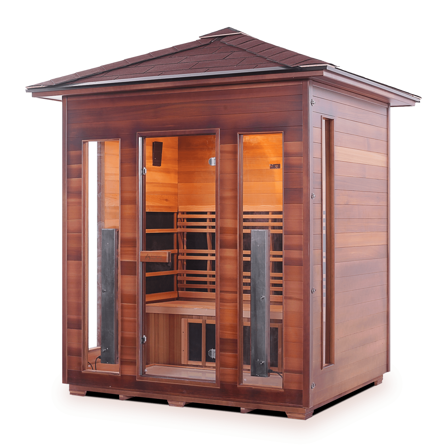 Enlighten Sauna Infrared Sauna Outdoor Peak Enlighten Sauna - RUSTIC 4 Full Spectrum Infrared Indoor/Outdoor/Corner Sauna