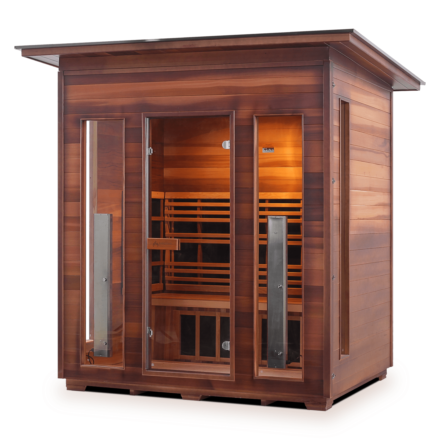 Enlighten Sauna Infrared Sauna Outdoor Slope Enlighten Sauna - RUSTIC 4 Full Spectrum Infrared Indoor/Outdoor/Corner Sauna