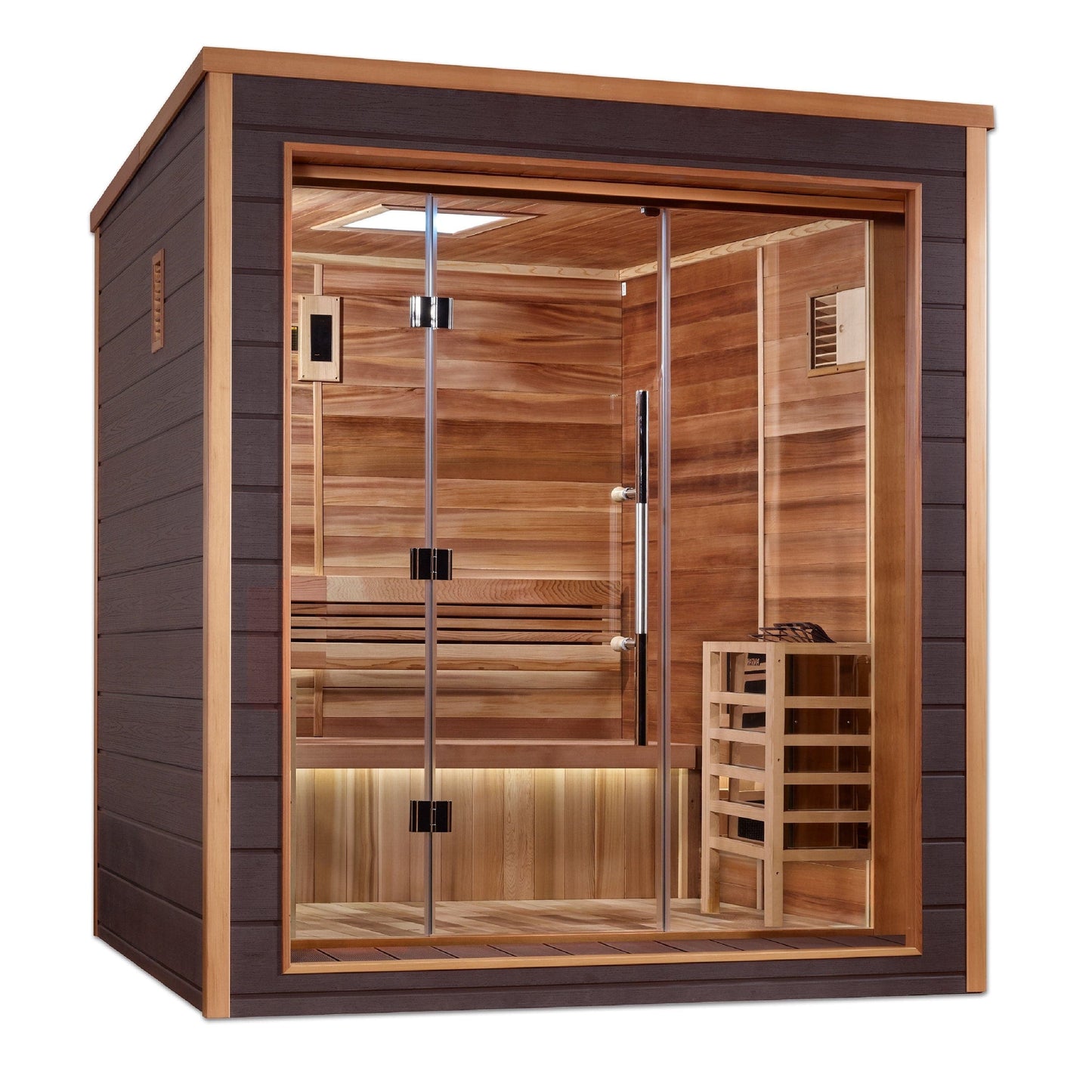 Golden Designs Sauna Golden Designs Drammen 3 Person Outdoor-Indoor Traditional Sauna (GDI-8203-01) - Canadian Red Cedar Interior