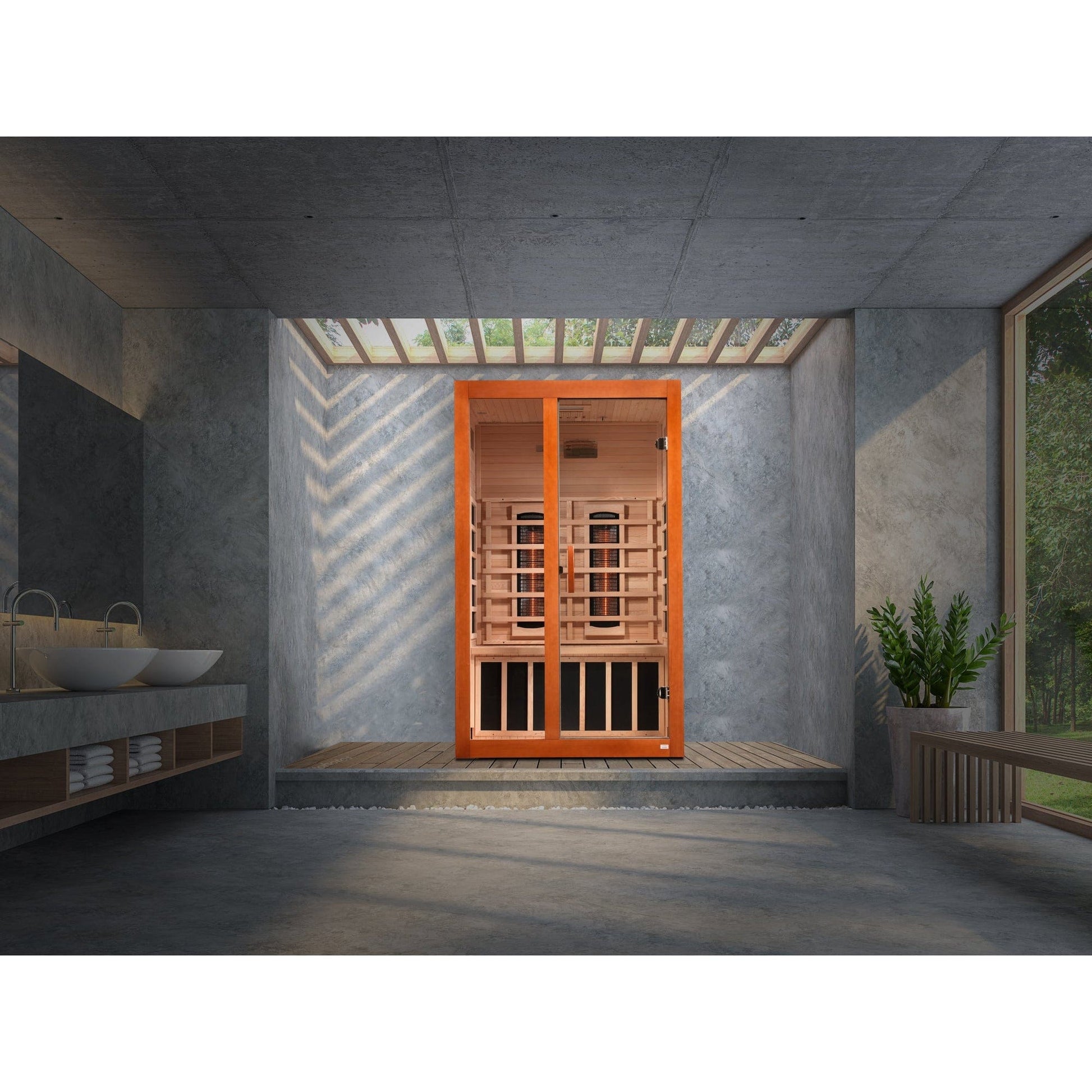 Golden Designs Sauna Golden Designs Dynamic Santiago 2-Person Full Spectrum Near Zero EMF (Under 2MG) FAR Infrared Sauna Canadian Hemlock