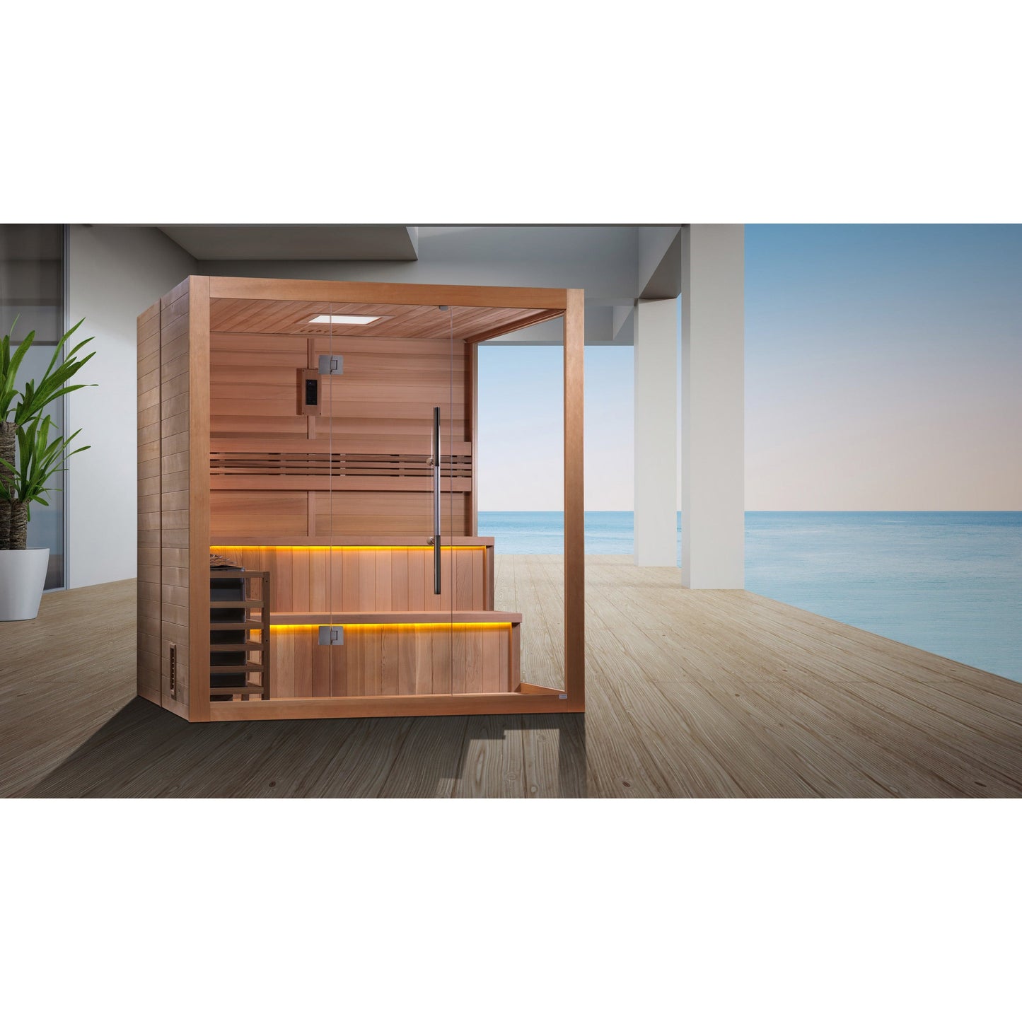 Golden Designs Sauna Golden Designs "Kuusamo Edition" 6 Person Indoor Traditional Steam Sauna - Canadian Red Cedar Interior