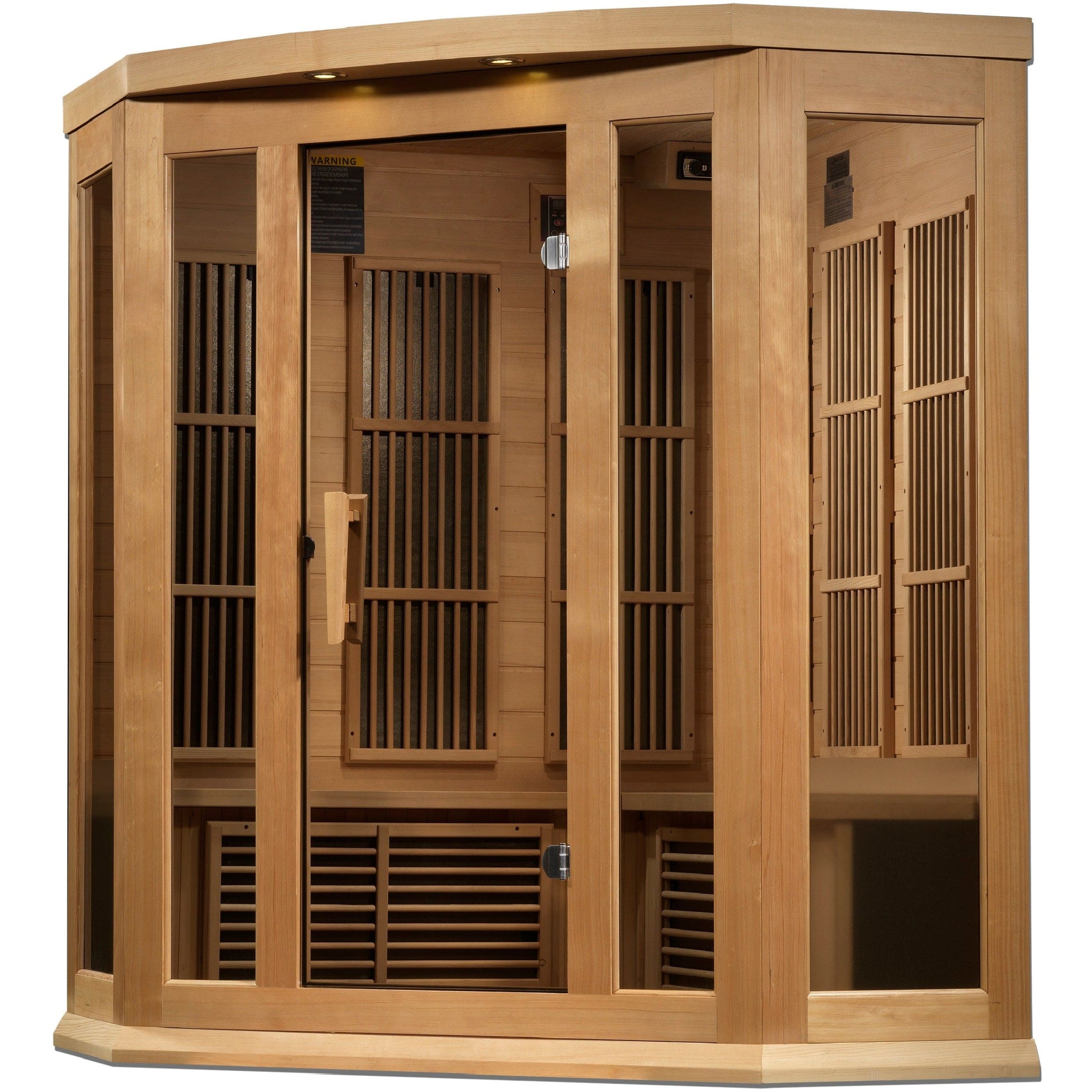 Golden Designs Sauna Golden Designs Maxxus 3-Person Corner Hemlock Near Zero EMF FAR IR Sauna (Canadian Hemlock)