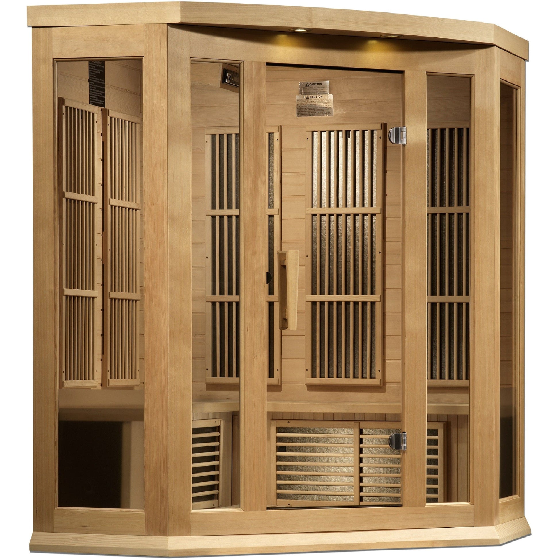 Golden Designs Sauna Golden Designs Maxxus 3-Person Corner Hemlock Near Zero EMF FAR IR Sauna (Canadian Hemlock)