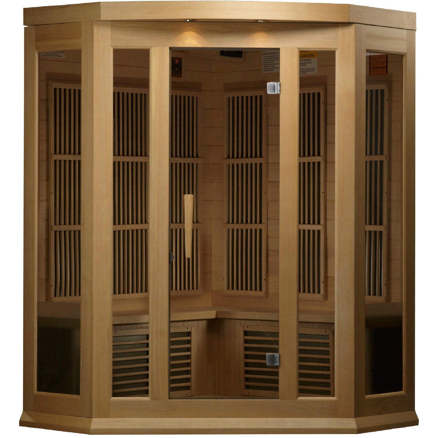 Golden Designs Sauna Golden Designs Maxxus 3-Person Corner Low EMF FAR Infrared Sauna Canadian Hemlock