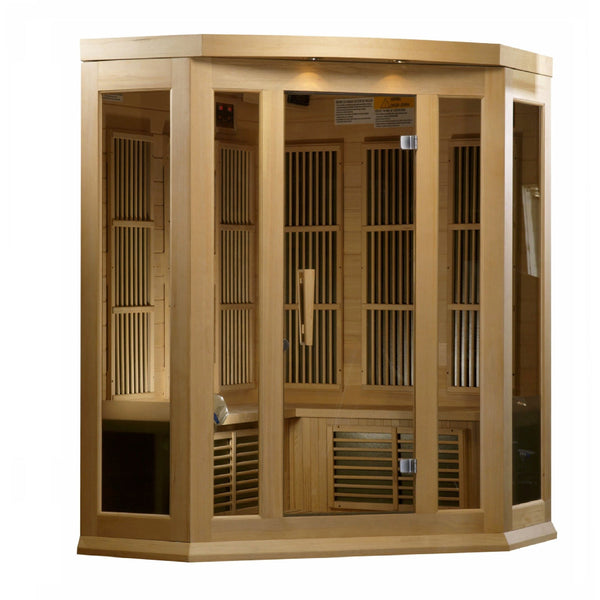 Golden Designs Sauna Golden Designs Maxxus 3-Person Corner Low EMF FAR Infrared Sauna Canadian Hemlock