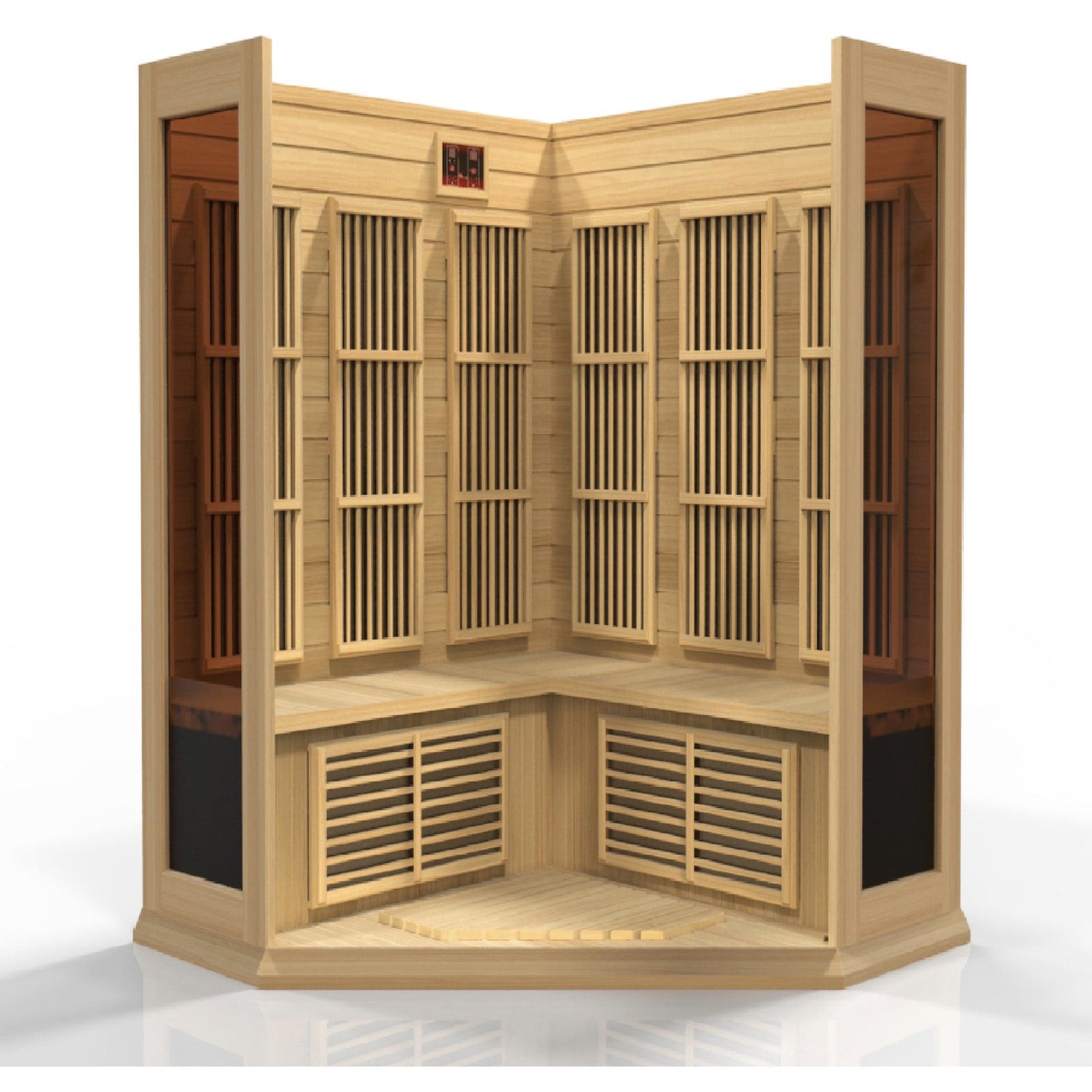 Golden Designs Sauna Golden Designs Maxxus 3-Person Corner Low EMF FAR Infrared Sauna Canadian Hemlock