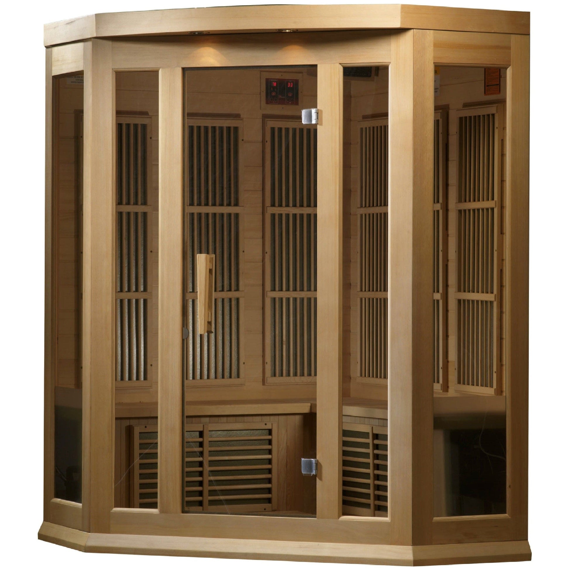 Golden Designs Sauna Golden Designs Maxxus 3-Person Corner Low EMF FAR Infrared Sauna Canadian Hemlock