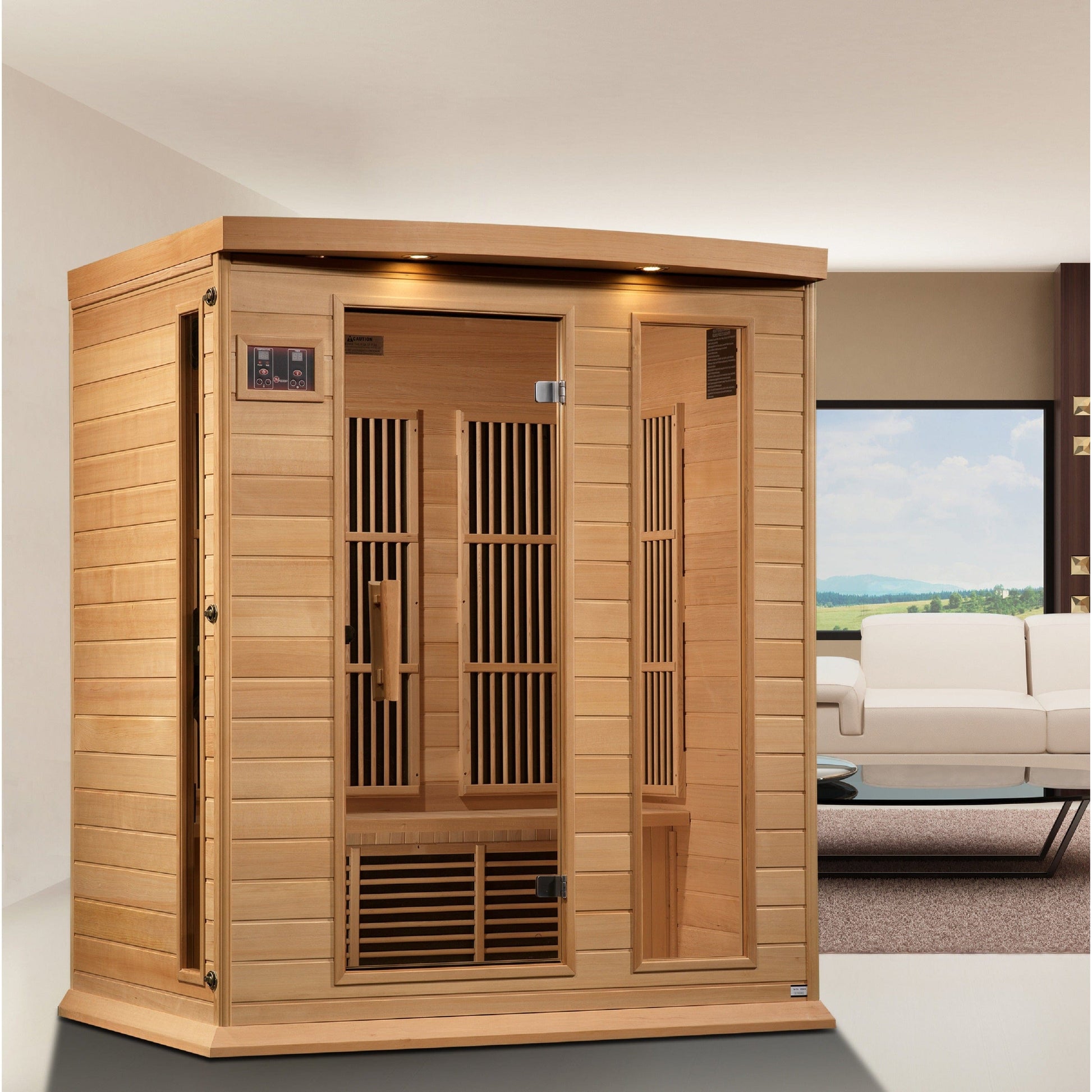 Golden Designs Sauna Golden Designs Maxxus 3-Person Hemlock Near Zero EMF FAR IR Sauna (Canadian Hemlock)