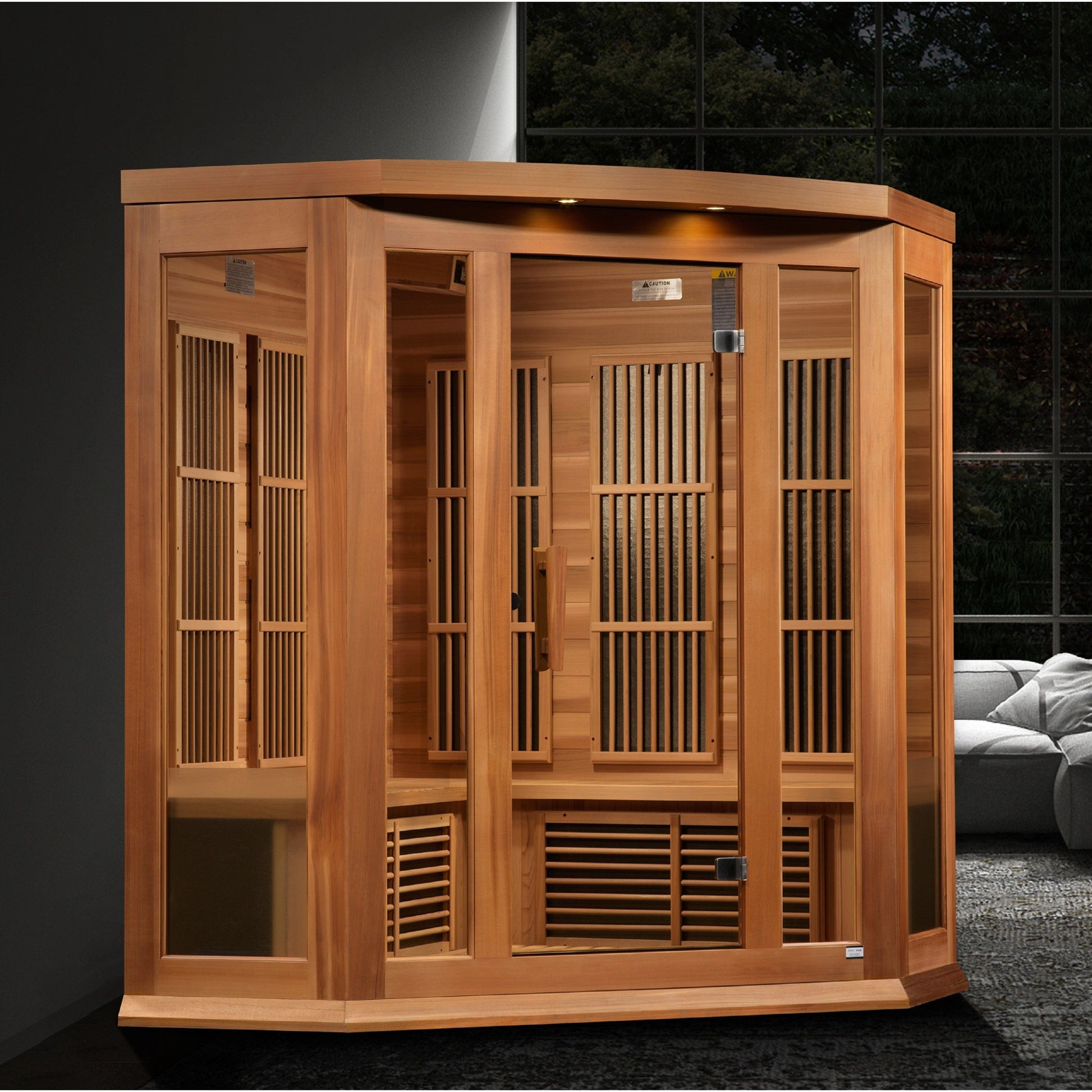 Golden Designs Sauna Golden Designs Maxxus "Avignon Edition" 3 Person Corner Near Zero EMF FAR Infrared Sauna - Canadian Red Cedar