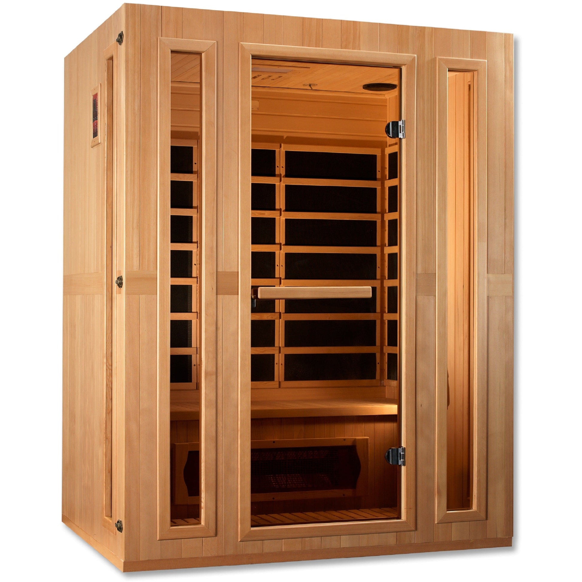 Golden Designs Sauna Golden Designs Maxxus "Trinity" Dual Tech 3 person Low EMF FAR Infrared Sauna Canadian Hemlock