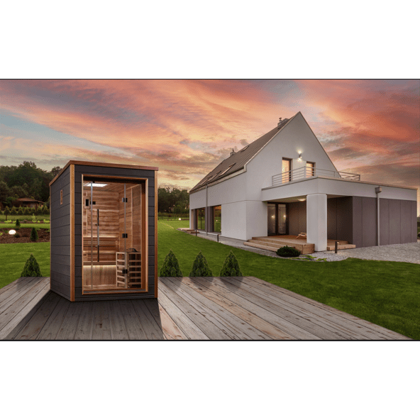 Golden Designs Sauna Golden Designs Narvik 2 Person Outdoor-Indoor Traditional Sauna - Canadian Red Cedar Interior