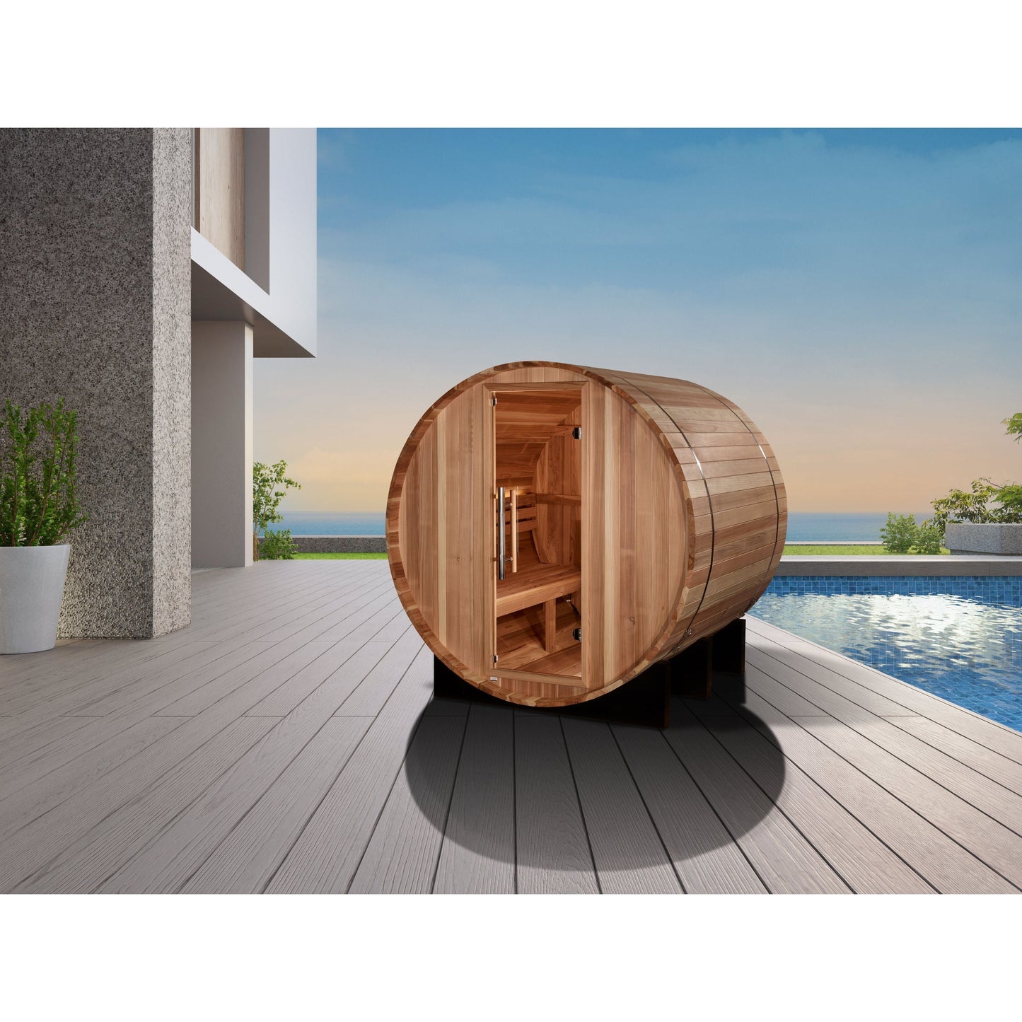 Golden Designs Sauna Golden Designs "St. Moritz" 2 Person Barrel Traditional Sauna - Pacific Cedar