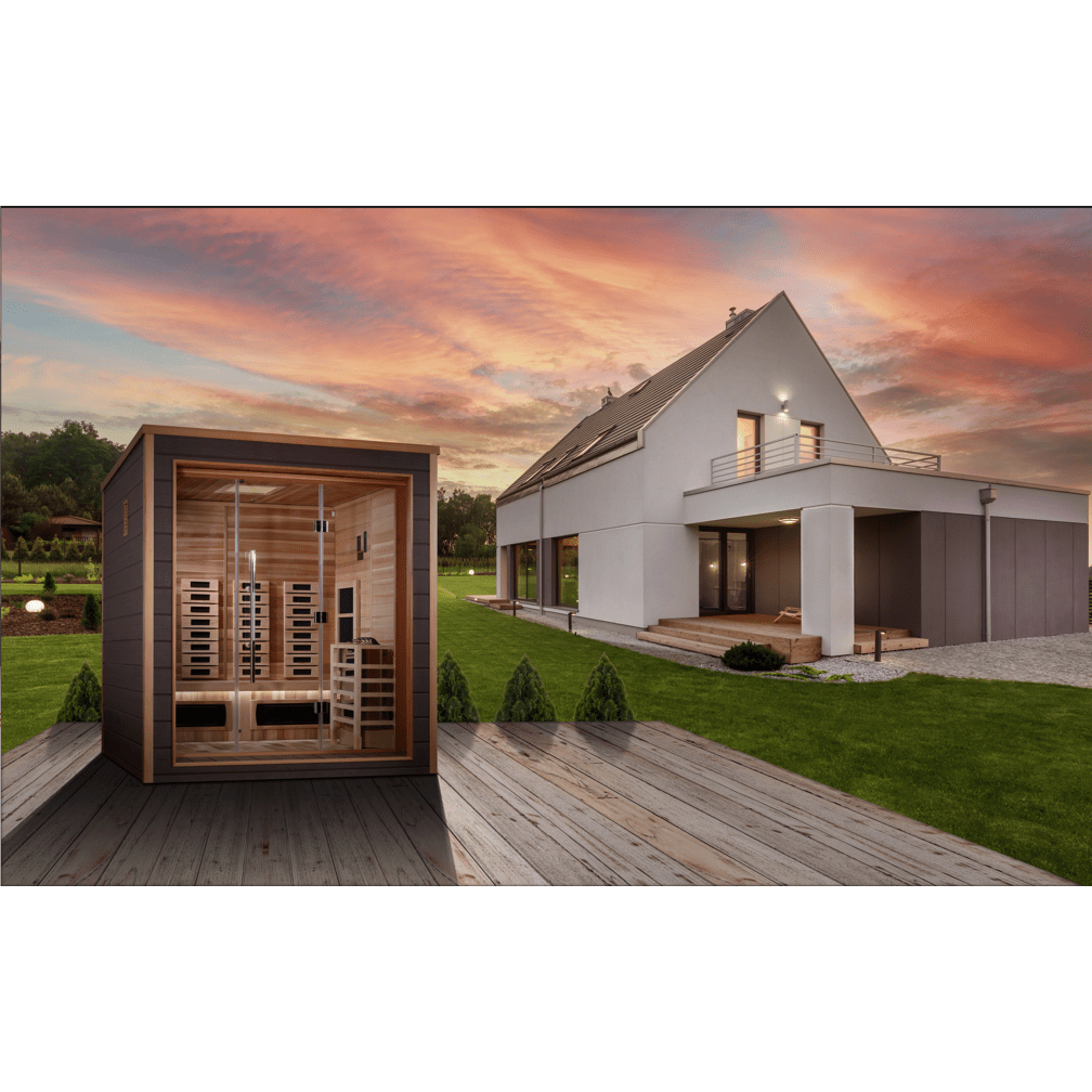 Golden Designs Sauna Golden Designs Visby 3 Person Outdoor-Indoor PureTech™ Hybrid Full Spectrum Sauna - Canadian Red Cedar Interior