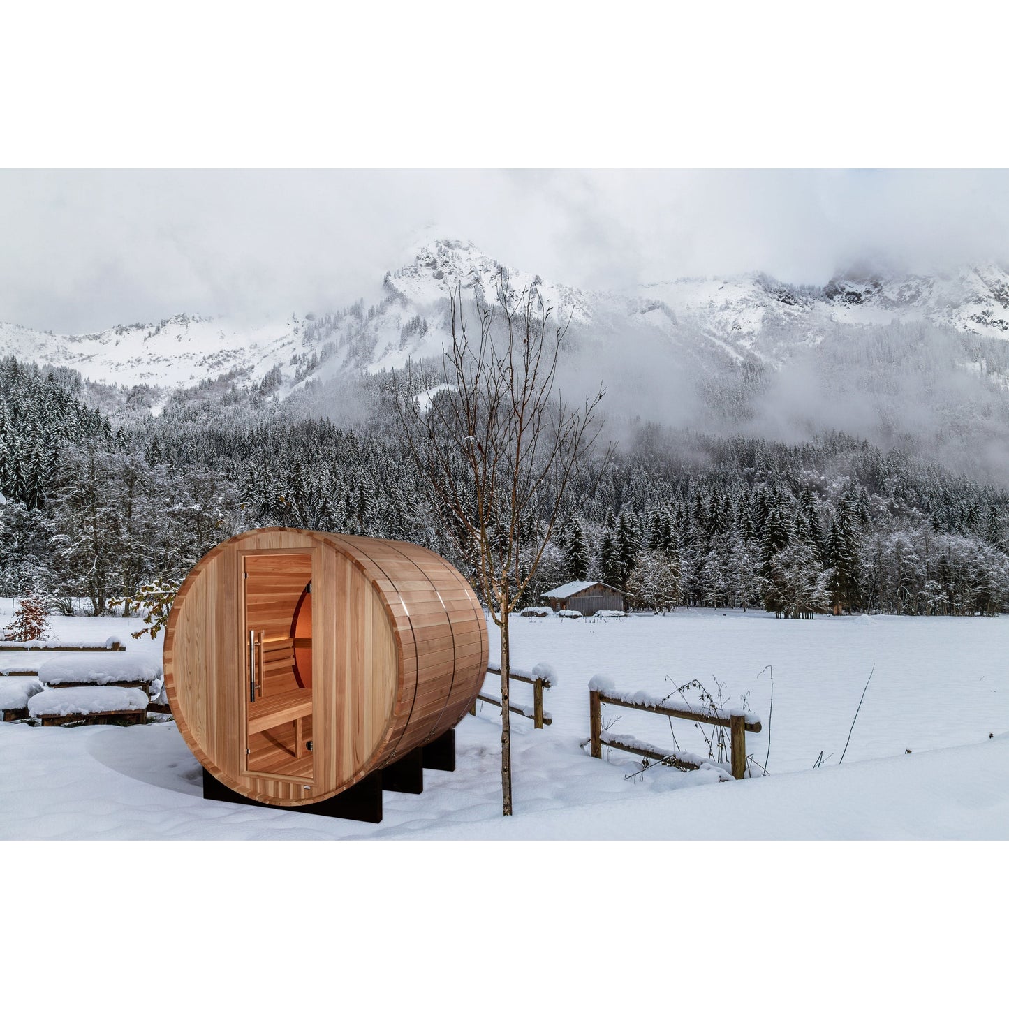 Golden Designs Sauna Golden Designs "Zurich" 4 Person Barrel with Bronze Privacy View - Traditional Sauna - Pacific Cedar