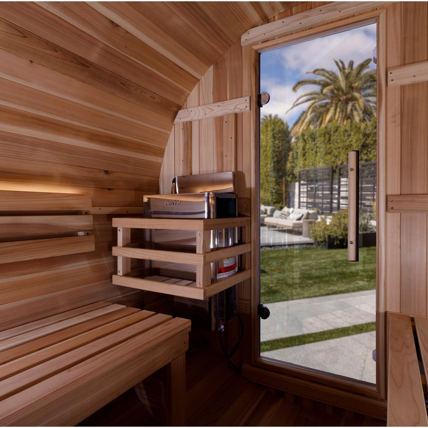 Golden Designs Sauna Golden Designs "Zurich" 4 Person Barrel with Bronze Privacy View - Traditional Sauna - Pacific Cedar