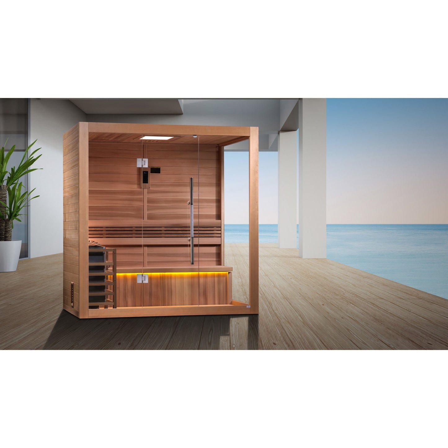 Golden Designs Traditional Sauna Golden Designs 2023 "Forssa Edition" 3 Person Traditional Steam Sauna - Canadian Red Cedar Interior