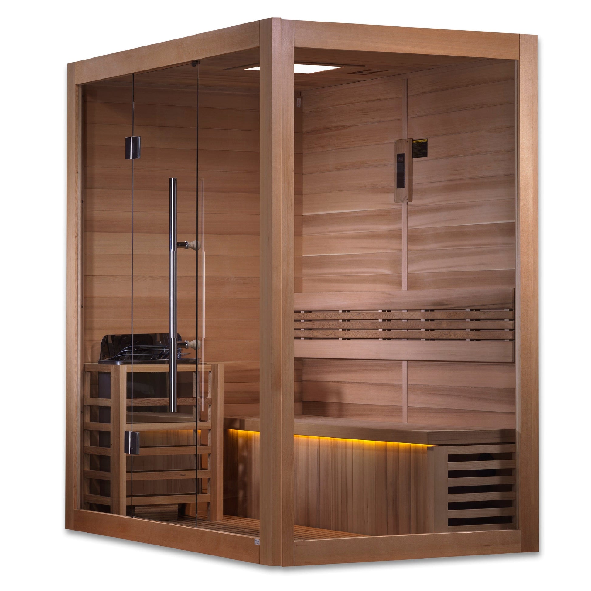 Golden Designs Traditional Sauna Golden Designs 2023 "Forssa Edition" 3 Person Traditional Steam Sauna - Canadian Red Cedar Interior